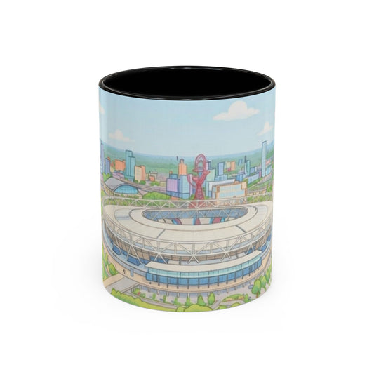 Coffee Mug — Illustrated Stadium Cityscape with "I'm forever blowing bubbles"
