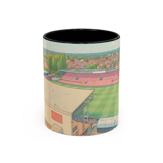 Lincoln Stadium Panorama Accent Coffee Mug – Illustrated Football Ground View (11oz)