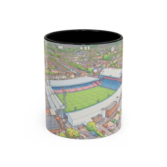 Palace Stadium Aerial Accent Coffee Mug — Illustrated Football Ground Scene (11oz)