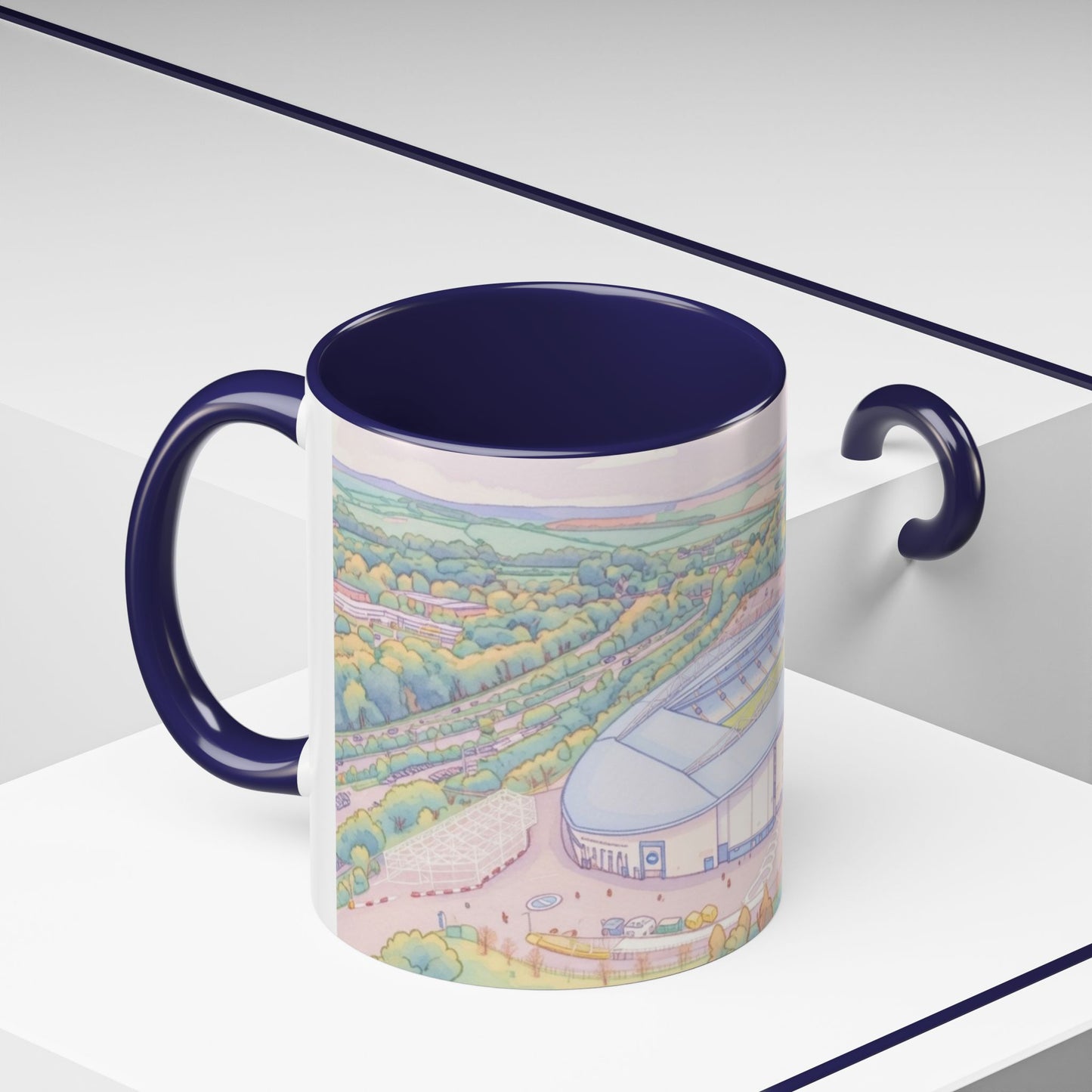Amex Stadium Aerial Accent Coffee Mug – football stadium Illustration (11oz)