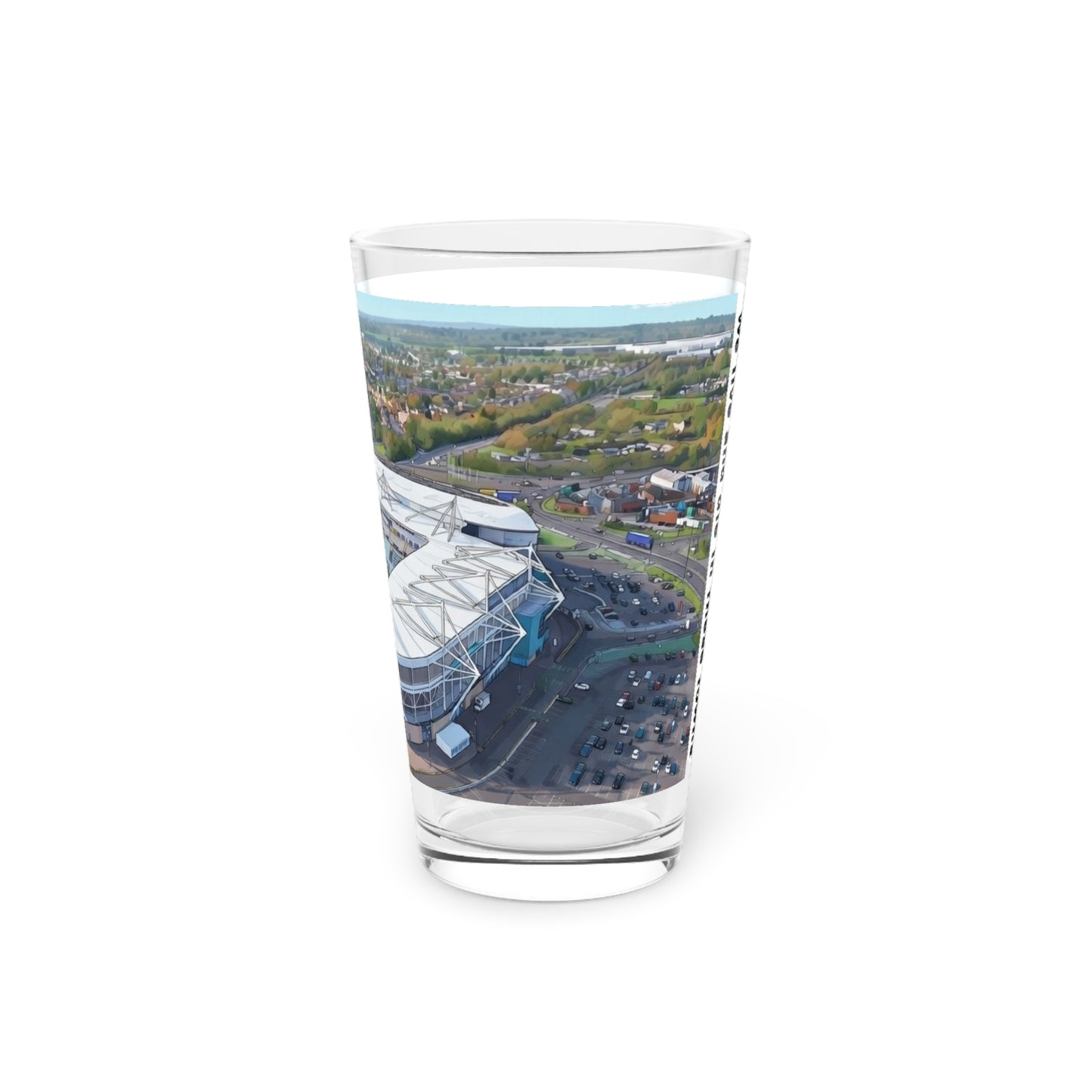 Coventry skyline pastel print Pint Glass – "We live and die in these towns"