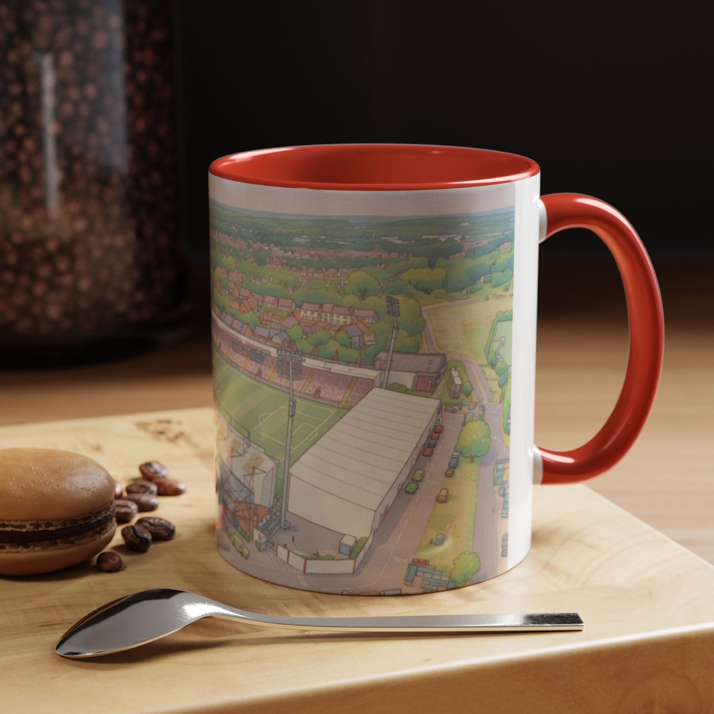 Vitality Accent Coffee Mug – Illustrated Football Ground Scene (11oz)