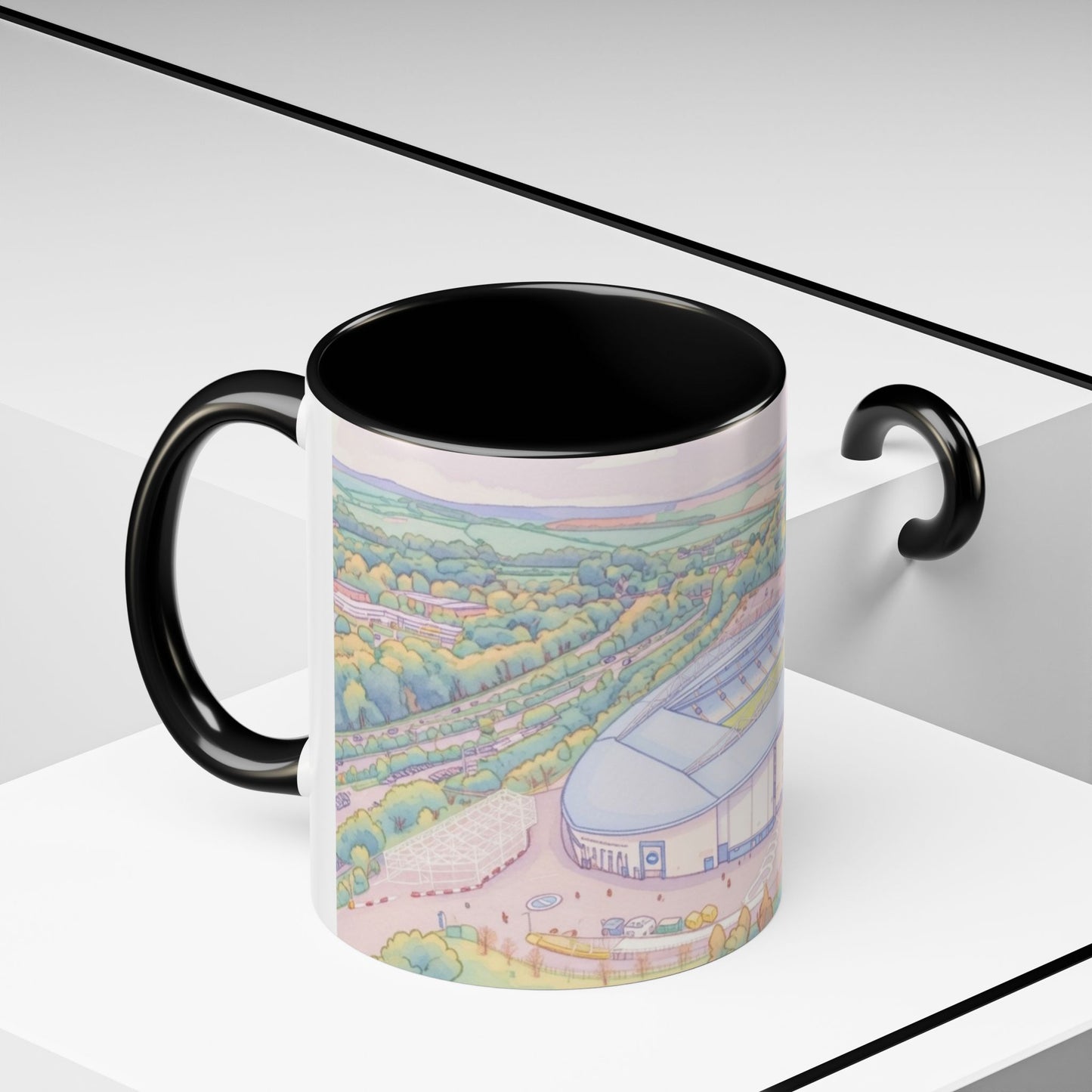 Amex Stadium Aerial Accent Coffee Mug – football stadium Illustration (11oz)