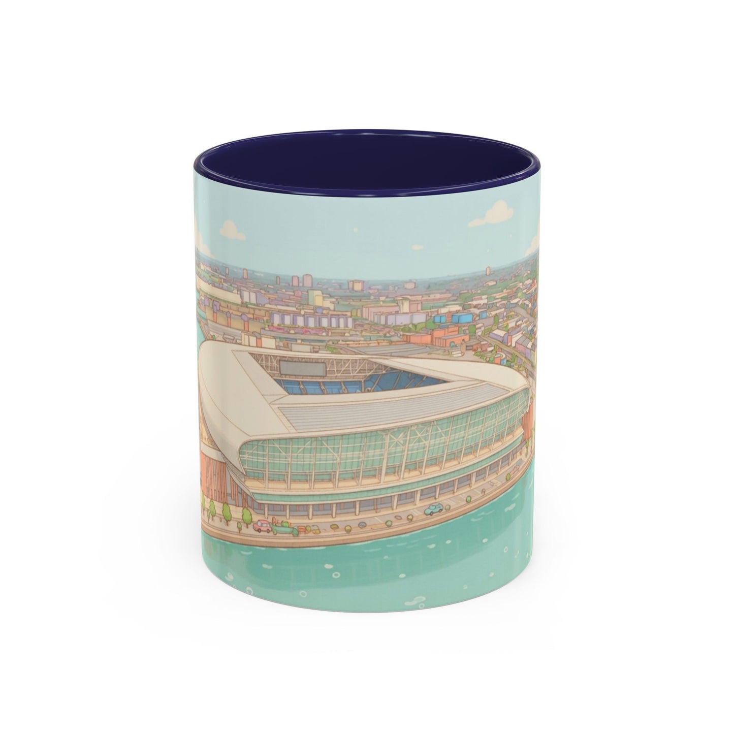 Everton Waterfront Accent Coffee Mug — Scenic City Sports Arena Illustration (11oz)