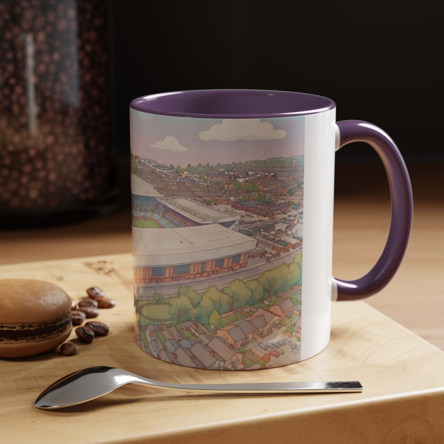 Villa Park Stadium Aerial Illustration Accent Coffee Mug – 11oz