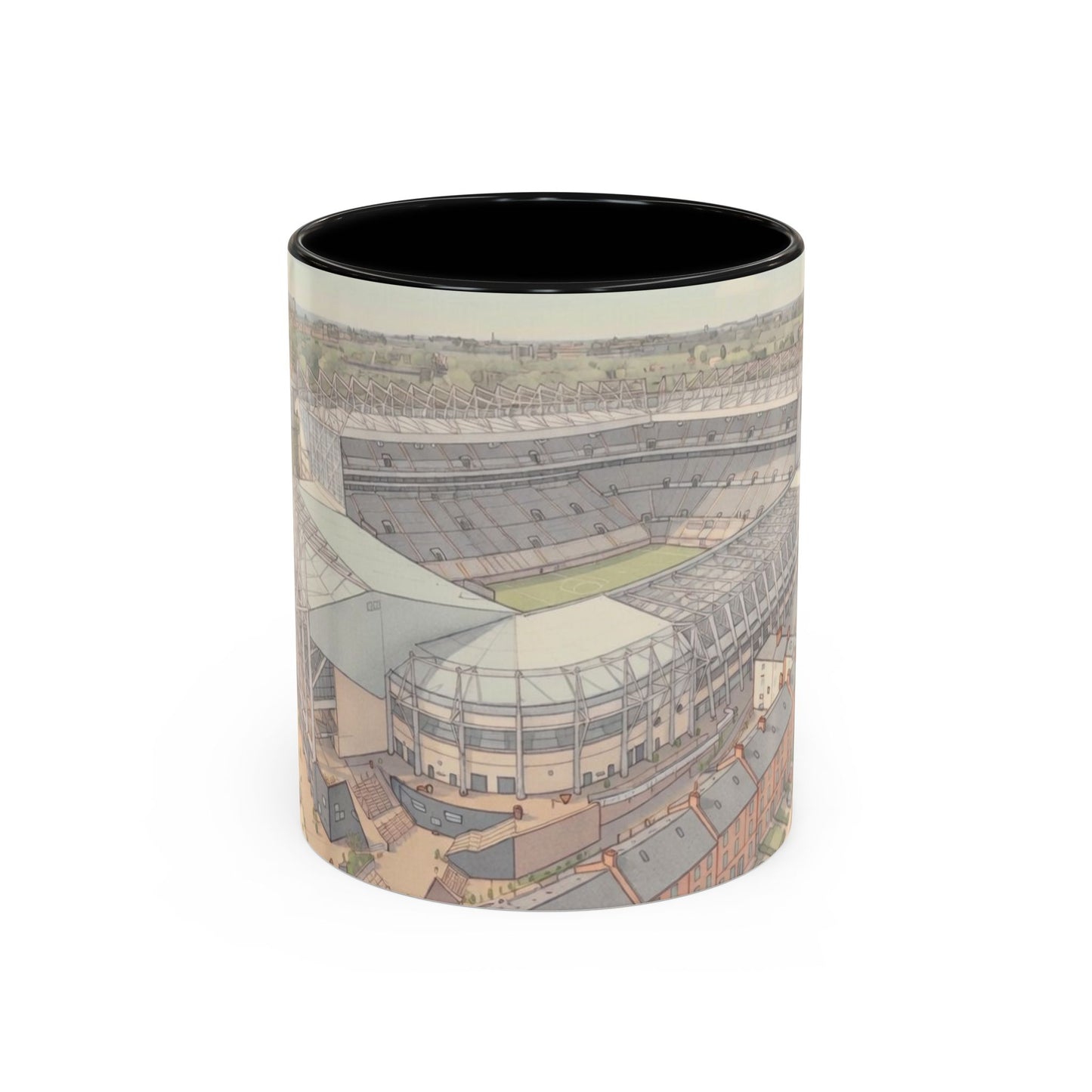 St James' Park Aerial Illustration Accent Coffee Mug – Geordie Scene (11oz)
