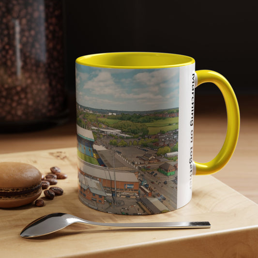 Stadium aerial Accent Coffee Mug — "Marching on Together"