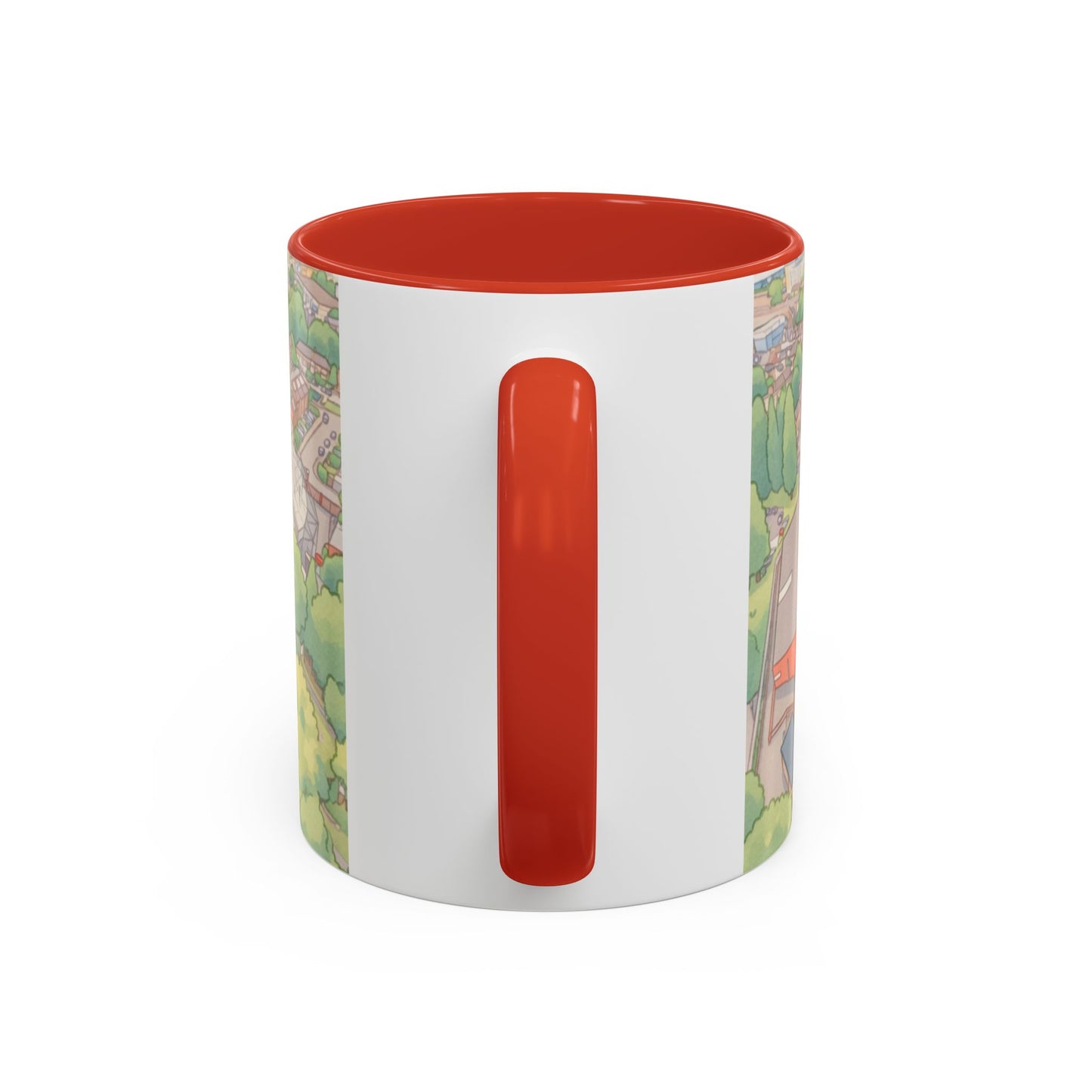 The Valley Stadium Aerial Accent Coffee Mug — Illustrated Soccer Ground Gift (11oz)