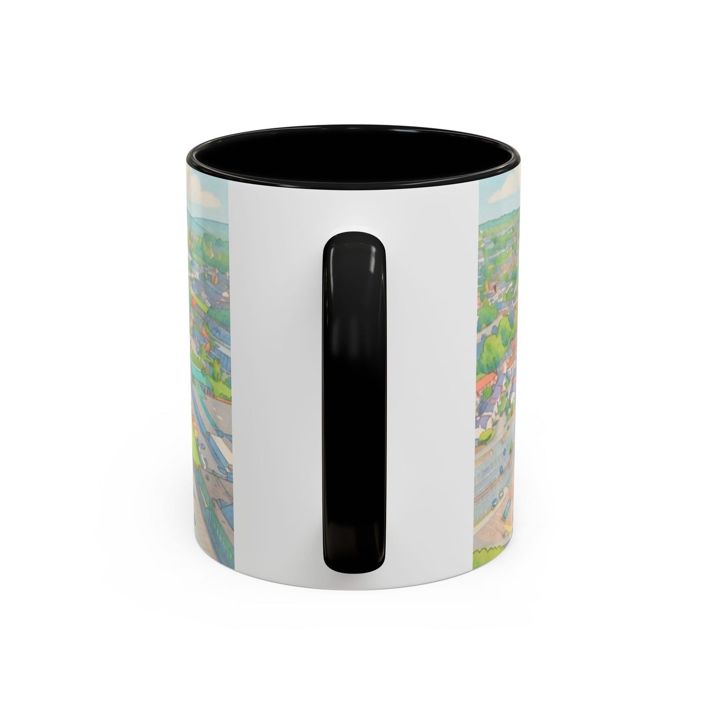 Deepdale Stadium Panorama Accent Coffee Mug — Scenic Football Ground Illustration (11oz)