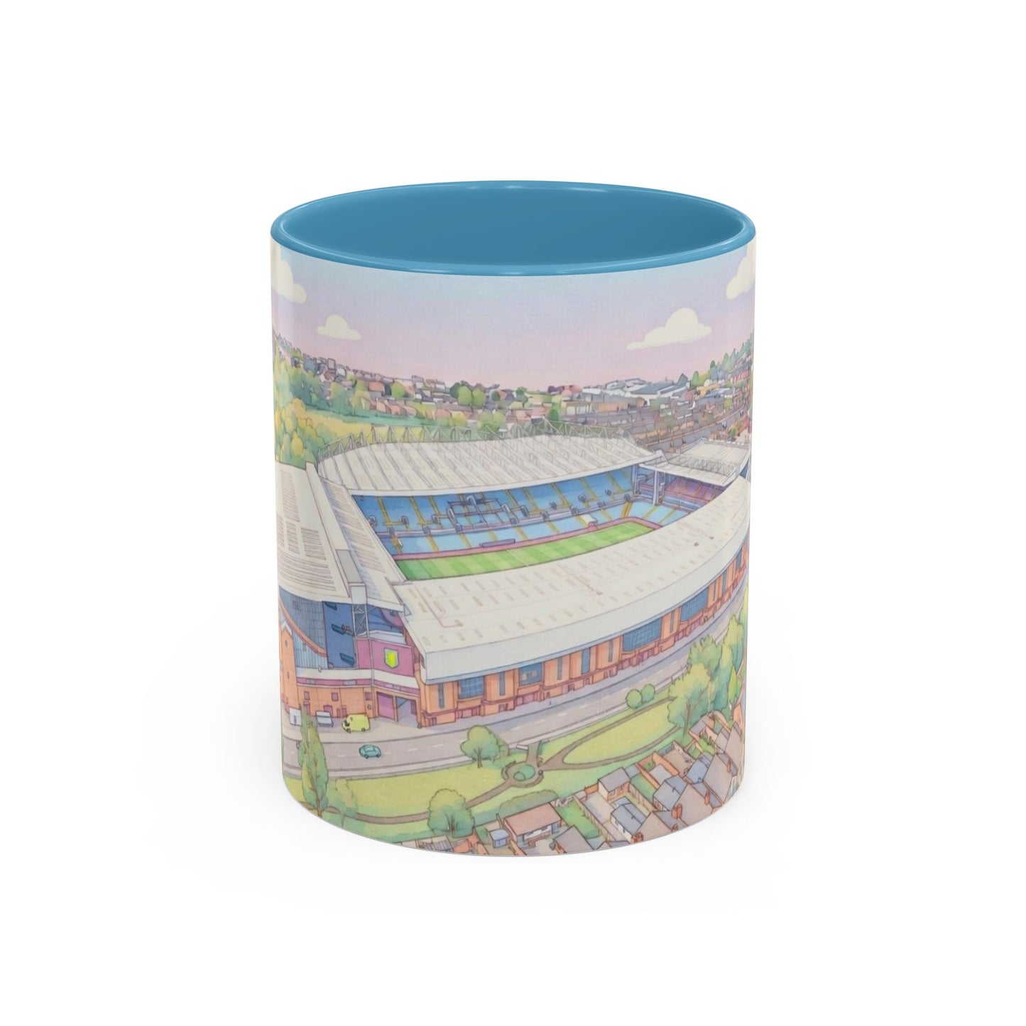 Villa Park Stadium Aerial Illustration Accent Coffee Mug – 11oz