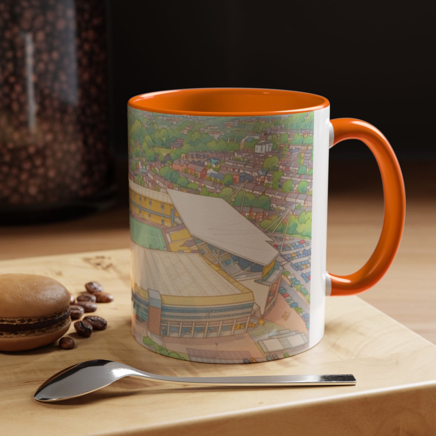 Wolves Stadium Aerial View Accent Coffee Mug (11oz)