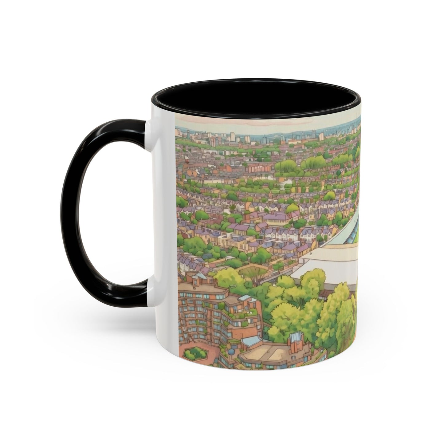 Fulham Aerial Accent Coffee Mug — Scenic Riverside stadium Art (11oz)