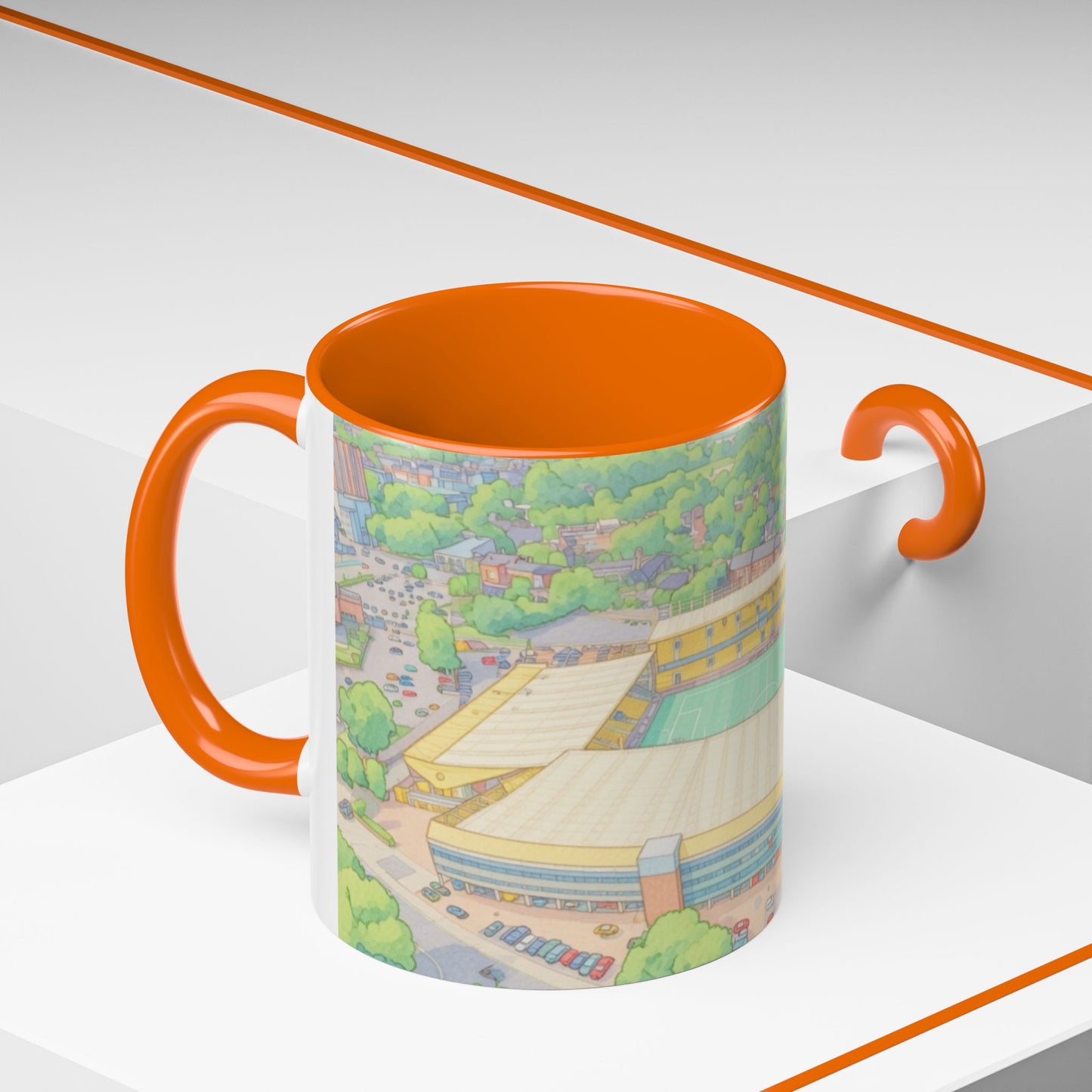 Wolves Stadium Aerial View Accent Coffee Mug (11oz)