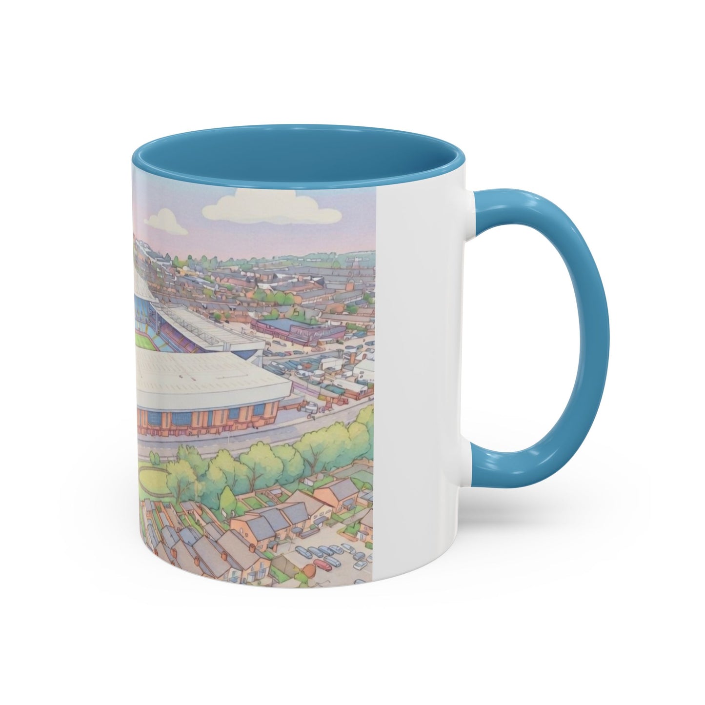 Villa Park Stadium Aerial Illustration Accent Coffee Mug – 11oz