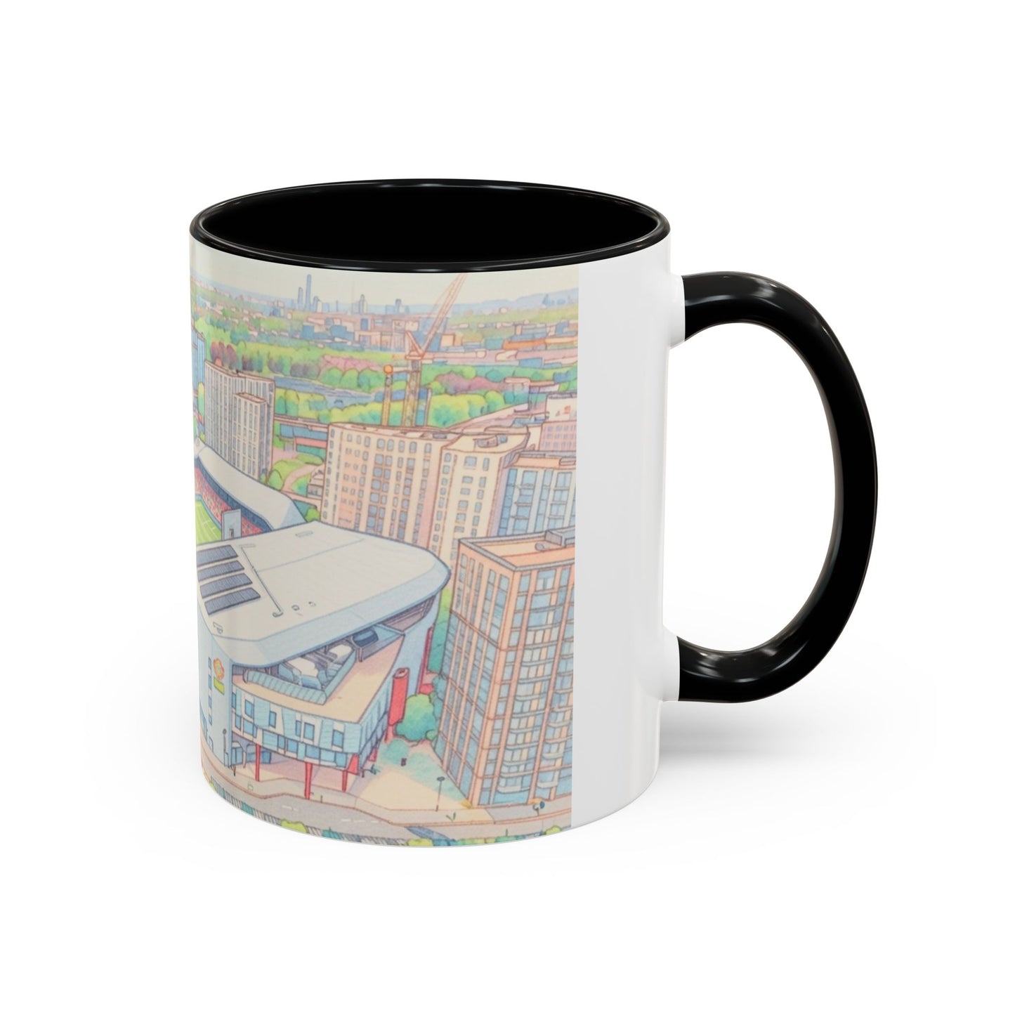 Brentford Cityscape Accent Coffee Mug — Illustrated Stadium Panorama (11/15oz)