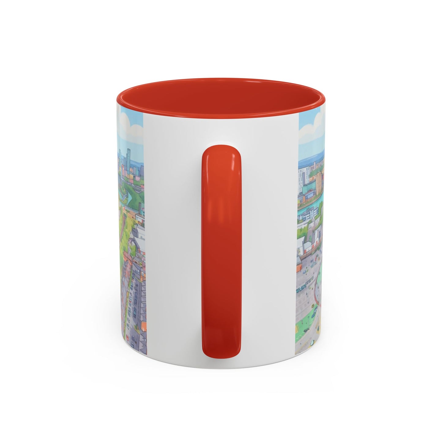 Stadium Cityscape Coffee Mug — Scenic Manchester Football Stadium Illustration (11oz)