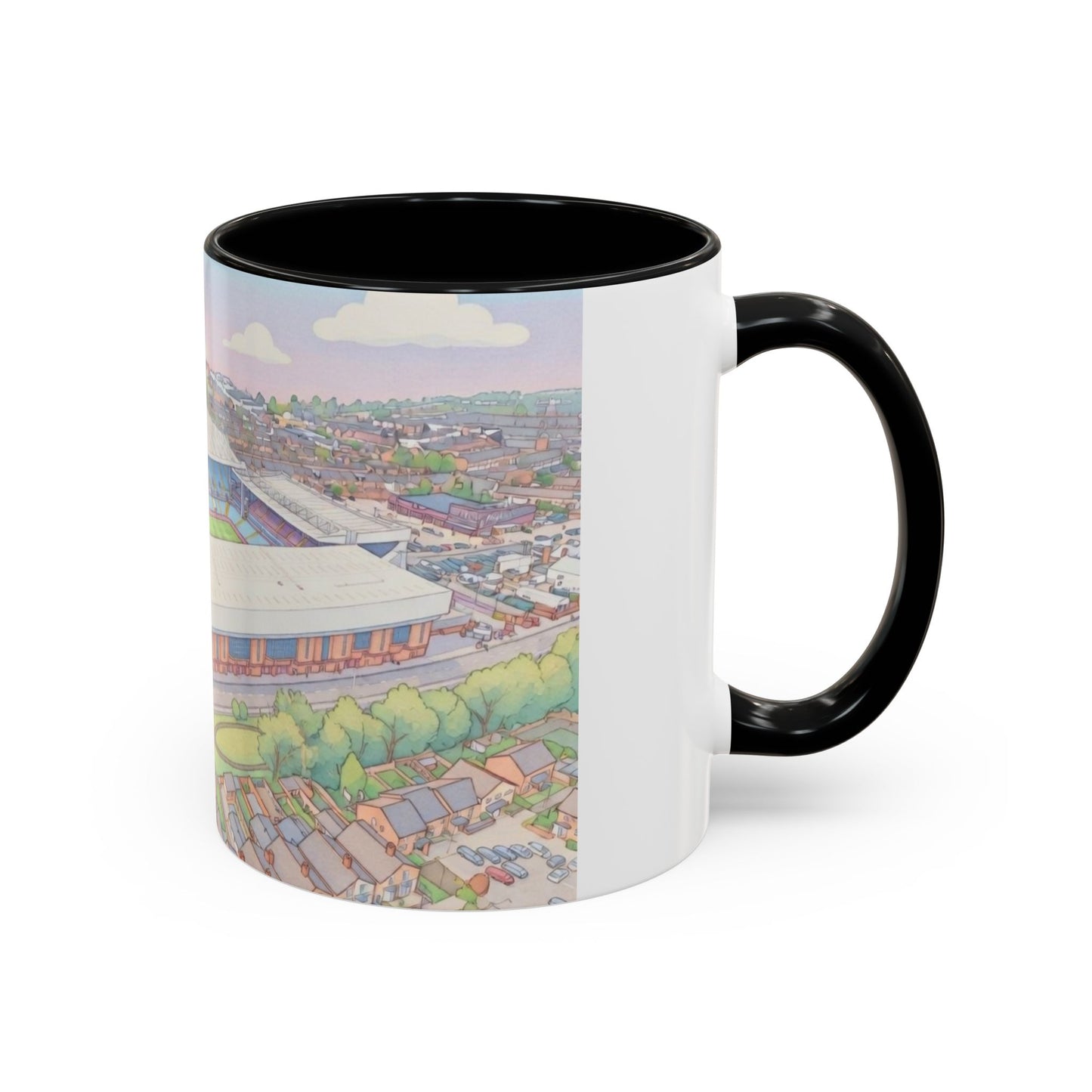 Villa Park Stadium Aerial Illustration Accent Coffee Mug – 11oz