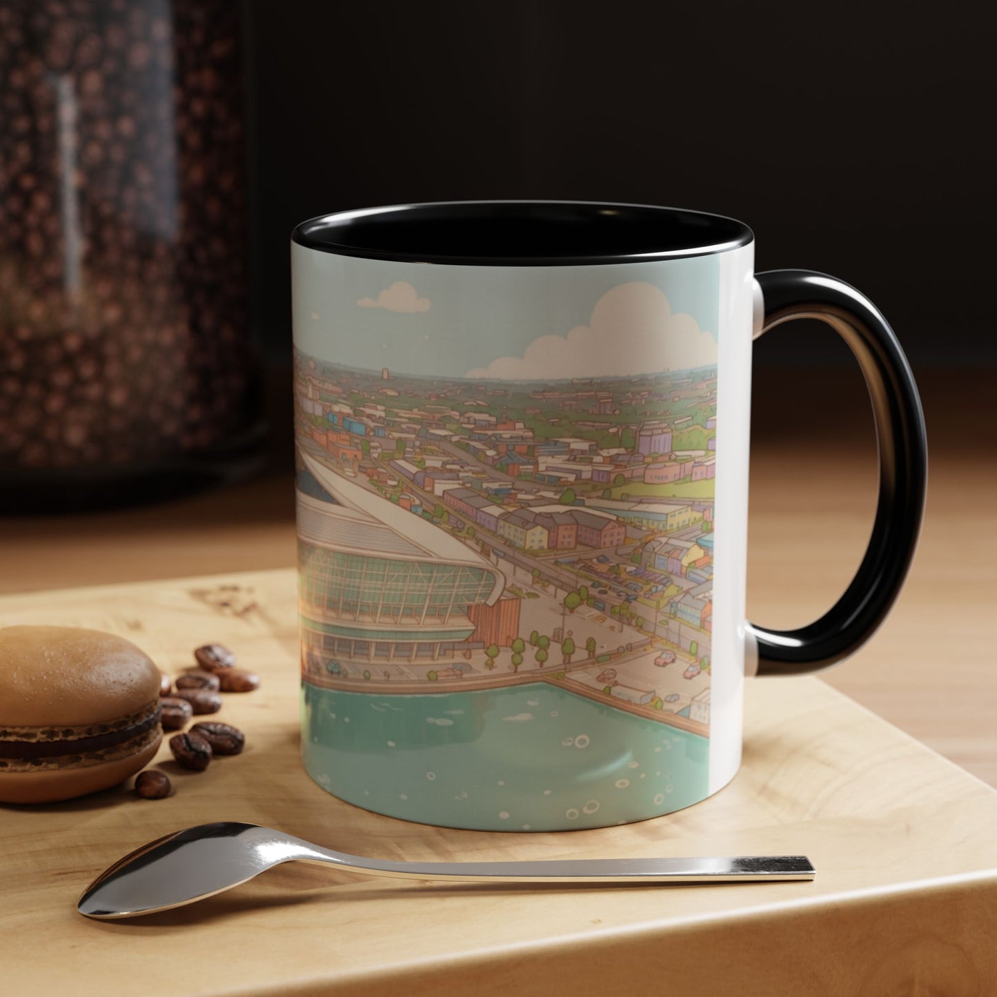 Everton Waterfront Accent Coffee Mug — Scenic City Sports Arena Illustration (11oz)