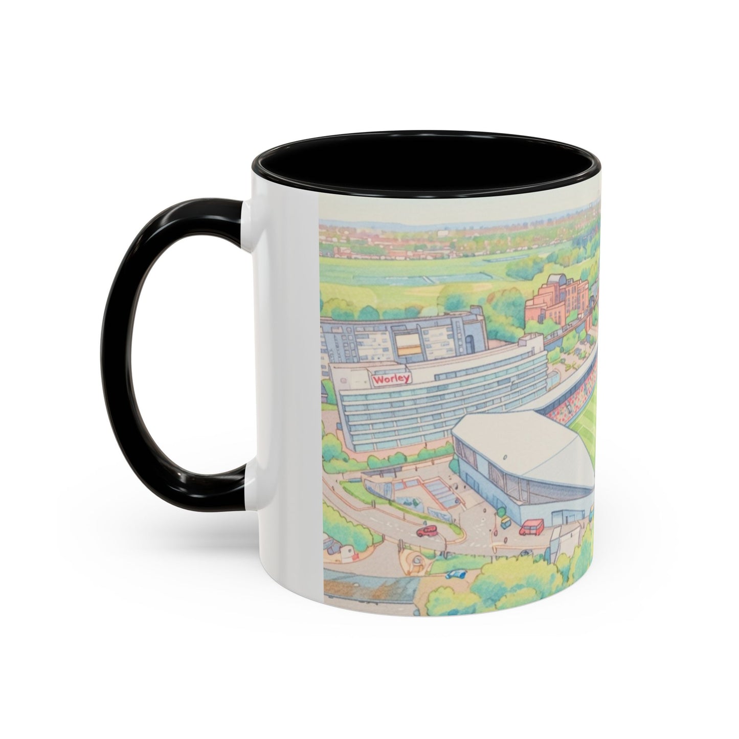 Brentford Cityscape Accent Coffee Mug — Illustrated Stadium Panorama (11/15oz)