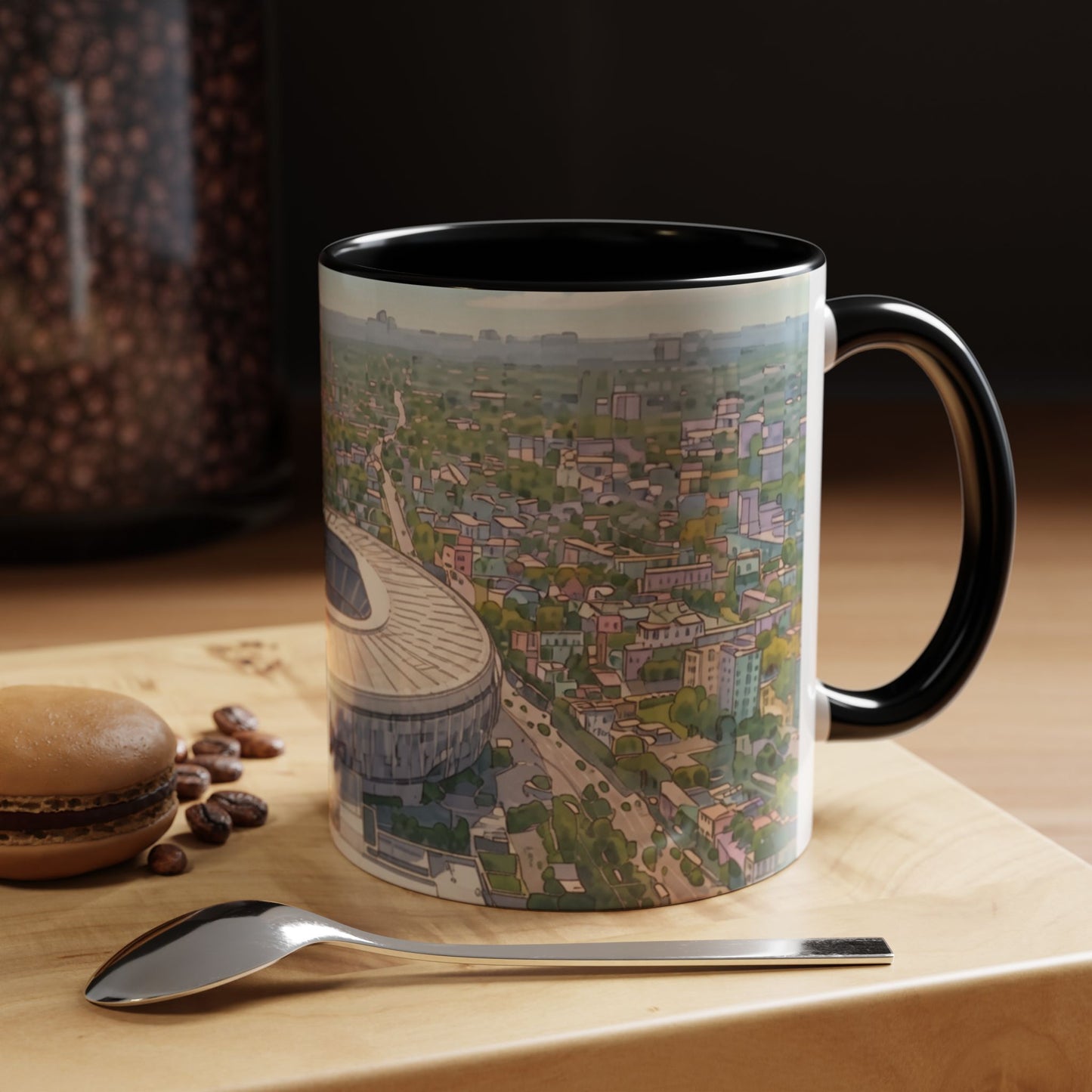 Spurs Stadium  Accent Coffee Mug — Aerial City Landscape 11oz