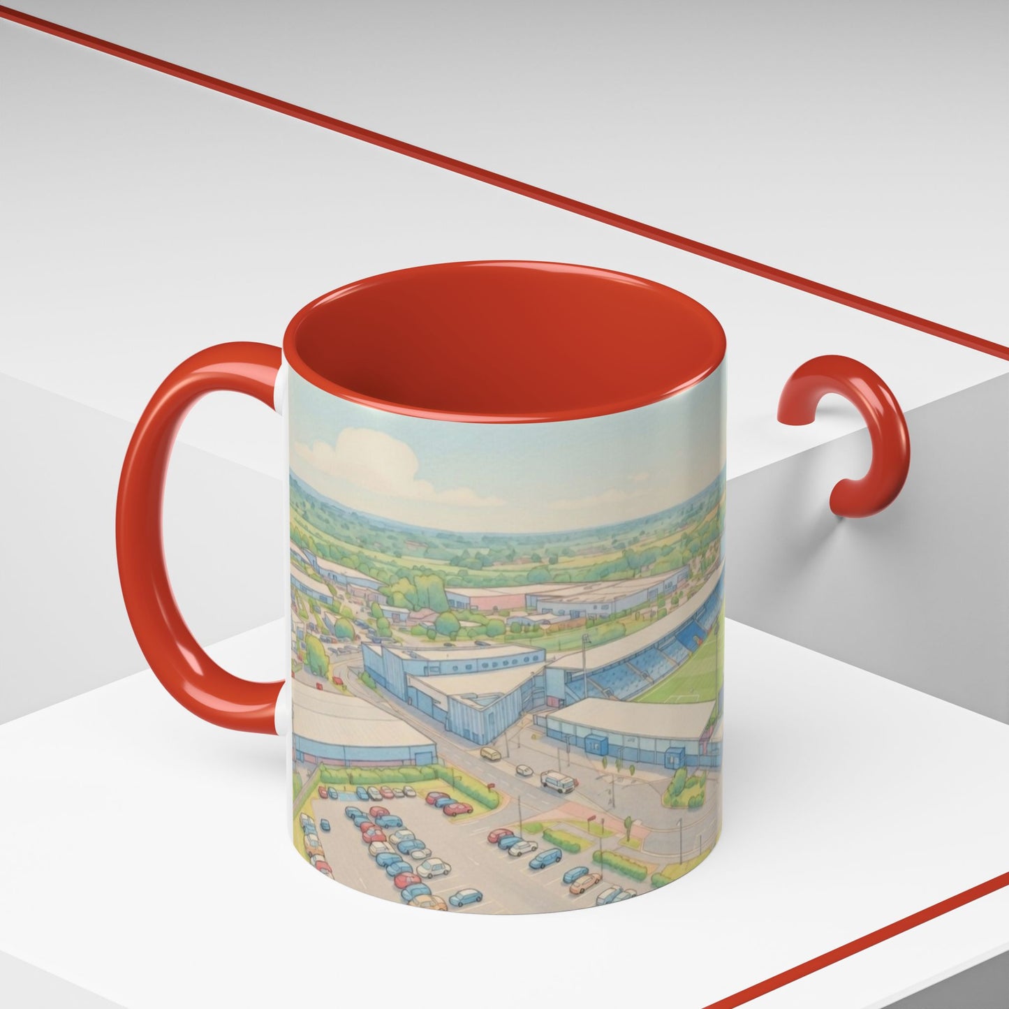 LNER Stadium Aerial Illustration Accent Coffee Mug (11oz)