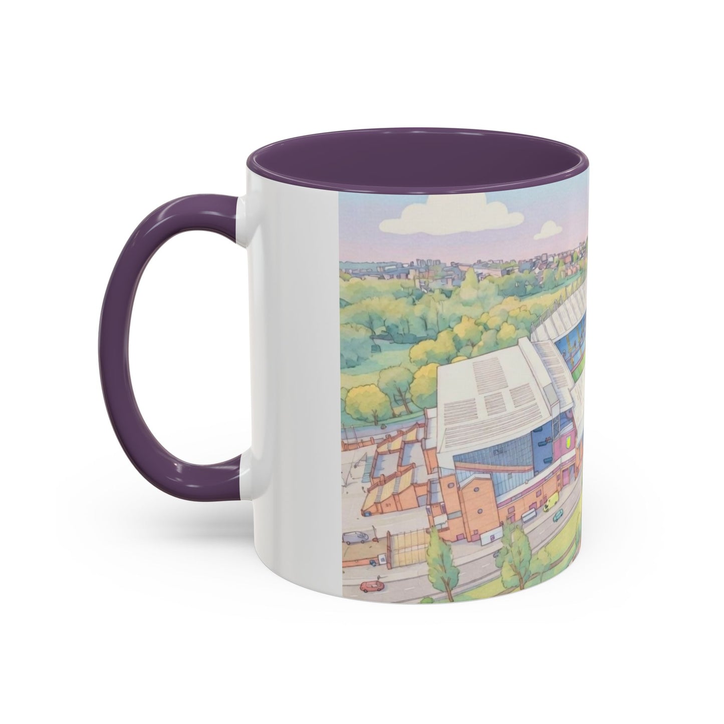 Villa Park Stadium Aerial Illustration Accent Coffee Mug – 11oz