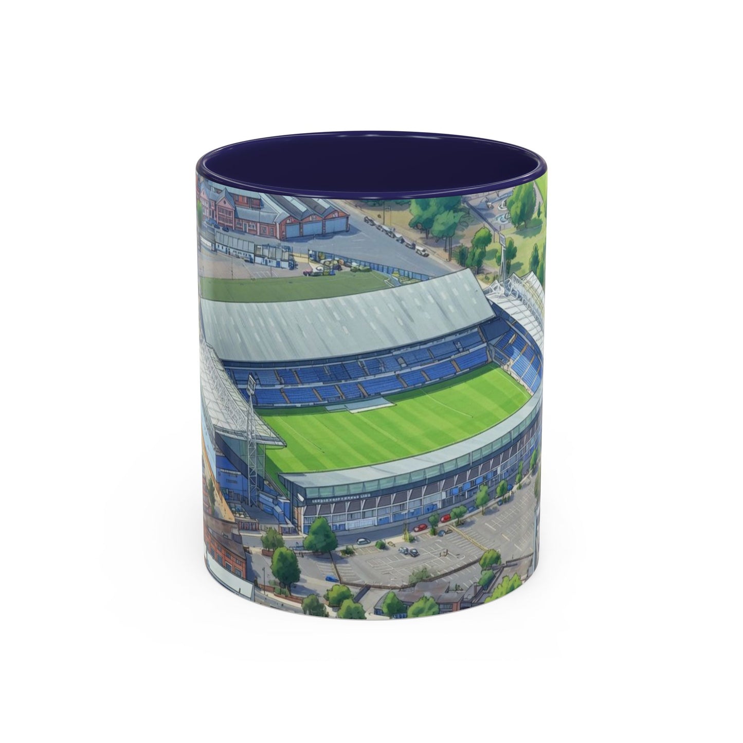 Portman Road Stadium Aerial Accent Coffee Mug — Scenic Soccer/Football Pitch Design (11oz)