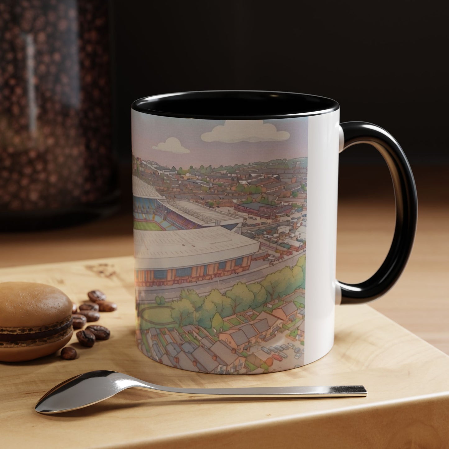 Villa Park Stadium Aerial Illustration Accent Coffee Mug – 11oz