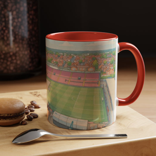 Lincoln Stadium Panorama Accent Coffee Mug – Illustrated Football Ground View (11oz)