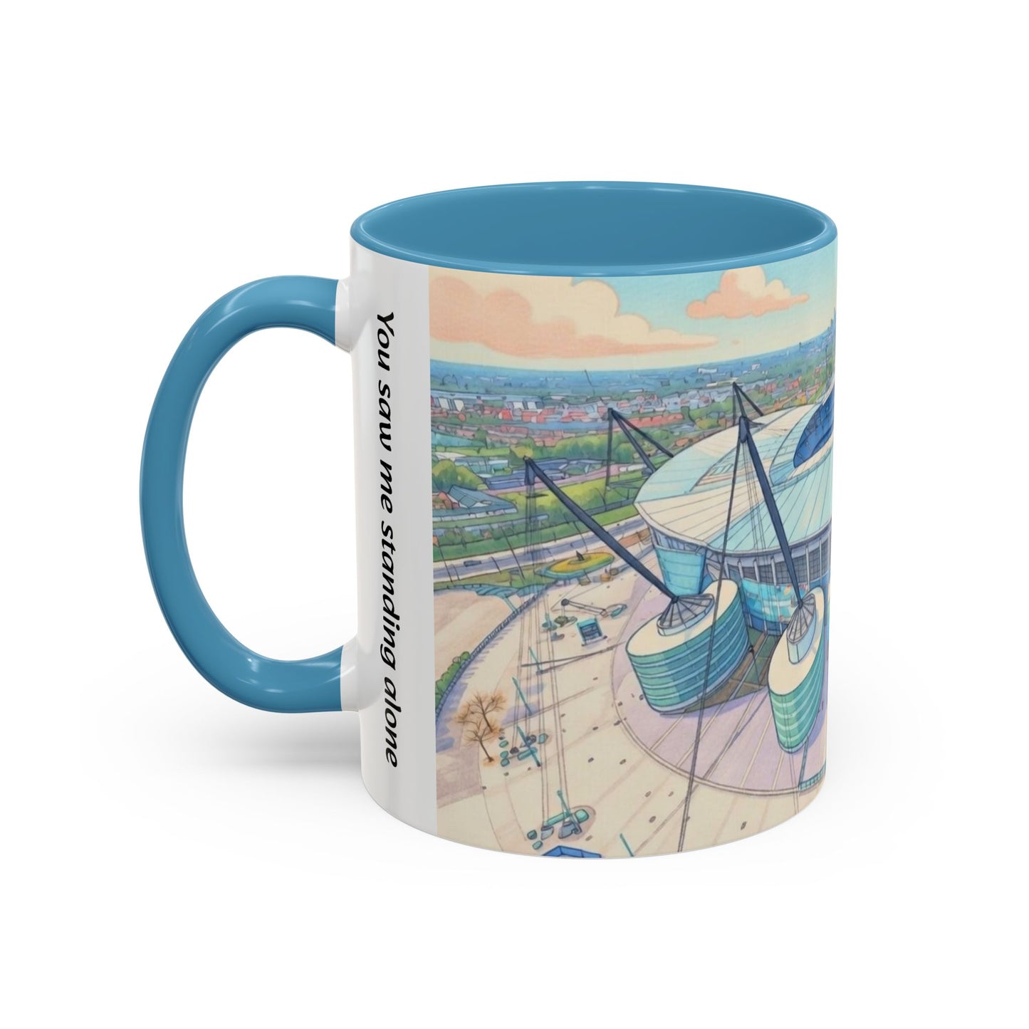 Blue Moon Stadium Coffee Mug — Soccer Stadium Illustration Accent Mug (11oz)