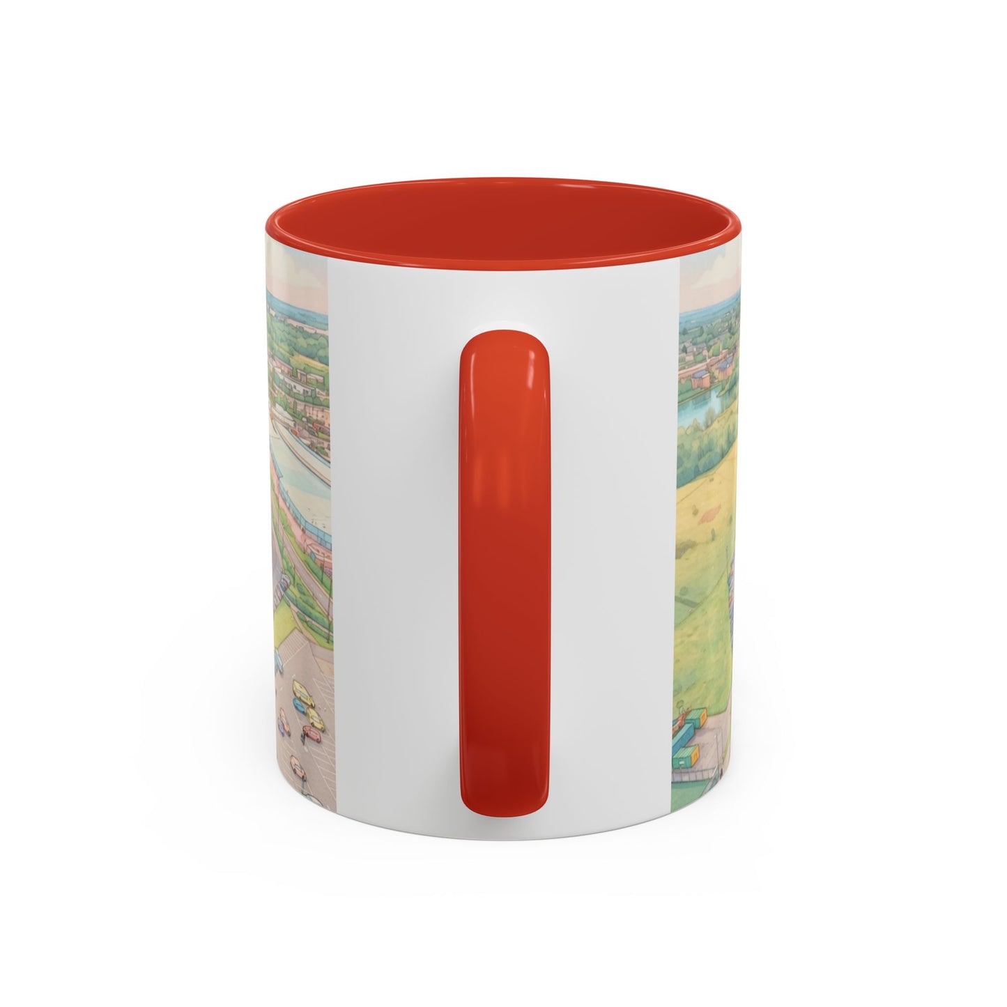 Doncaster Stadium Panorama Accent Coffee Mug – Scenic Football Ground Illustration (11oz)
