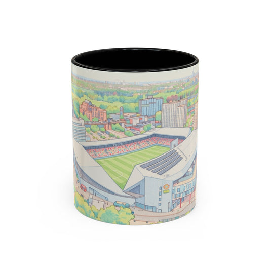 Brentford Cityscape Accent Coffee Mug — Illustrated Stadium Panorama (11/15oz)