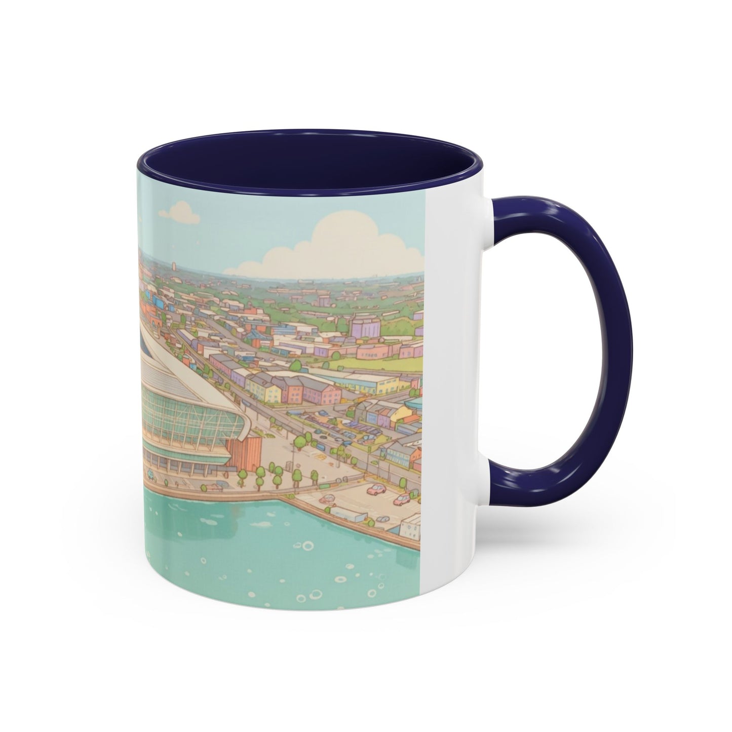 Everton Waterfront Accent Coffee Mug — Scenic City Sports Arena Illustration (11oz)