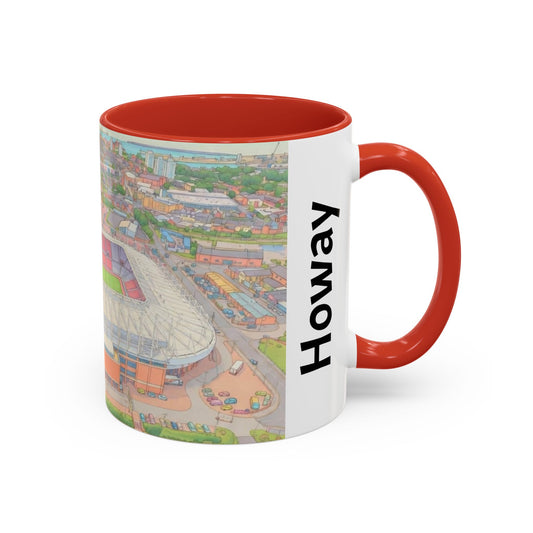 Howay the lads Stadium Accent Coffee Mug — Football Aerial View, 11oz