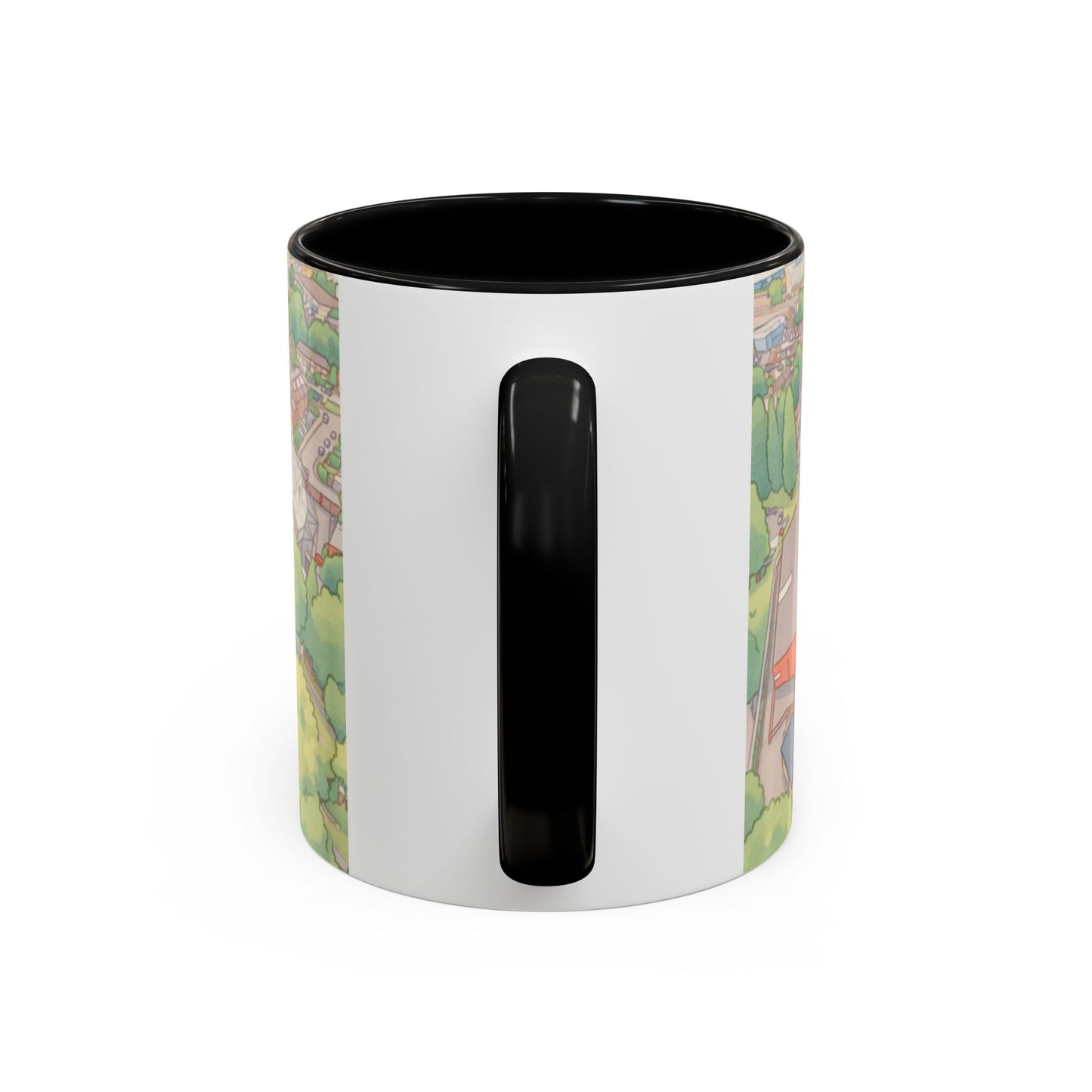 The Valley Stadium Aerial Accent Coffee Mug — Illustrated Soccer Ground Gift (11oz)
