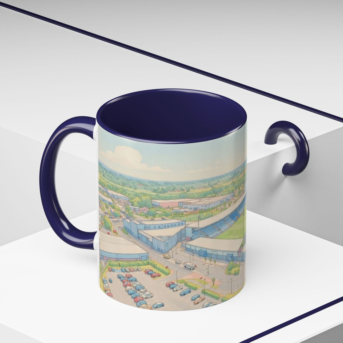 LNER Stadium Aerial Illustration Accent Coffee Mug (11oz)