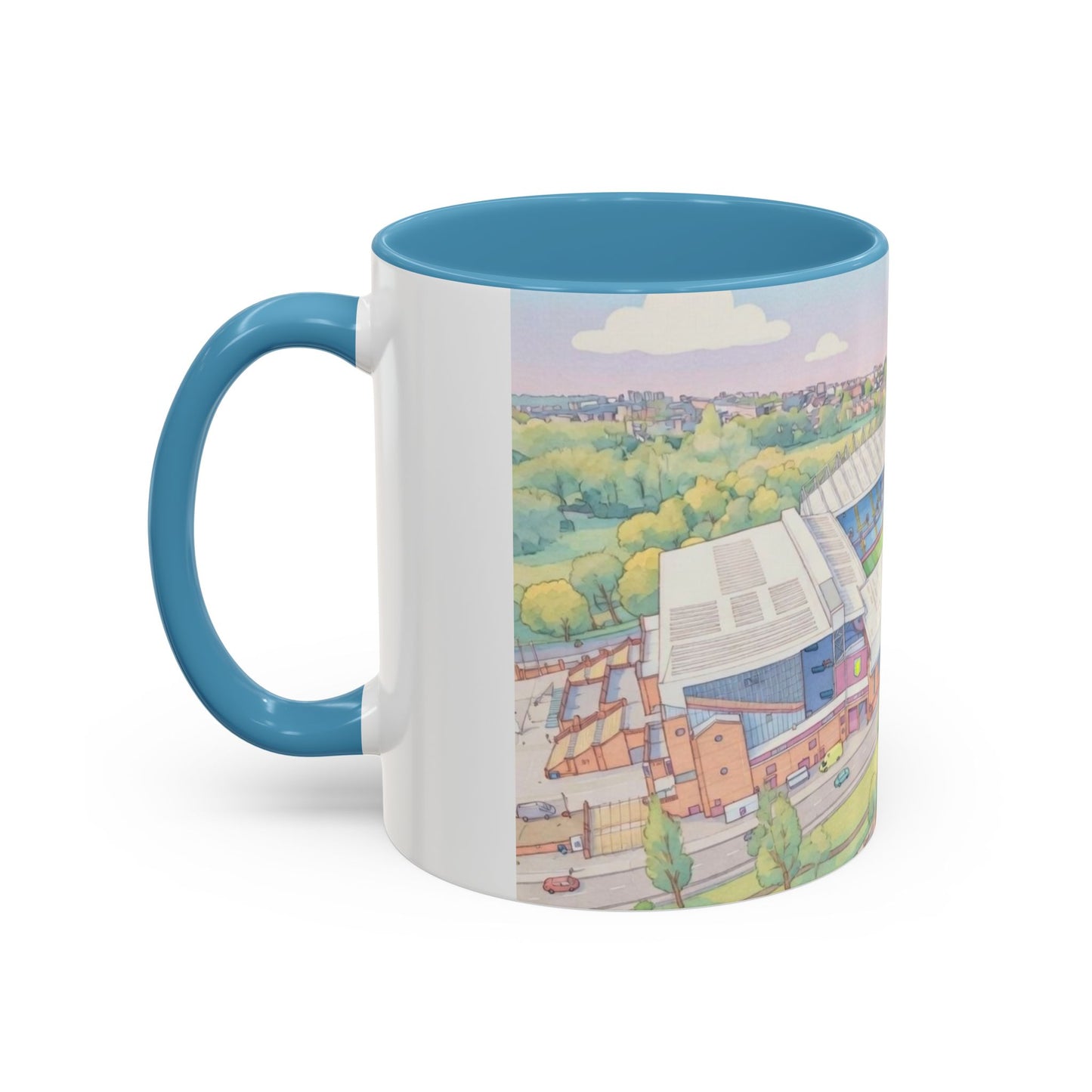 Villa Park Stadium Aerial Illustration Accent Coffee Mug – 11oz