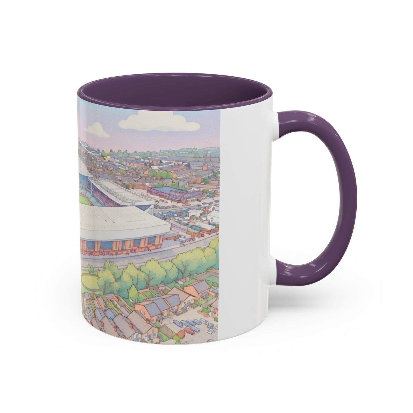 Villa Park Stadium Aerial Illustration Accent Coffee Mug – 11oz