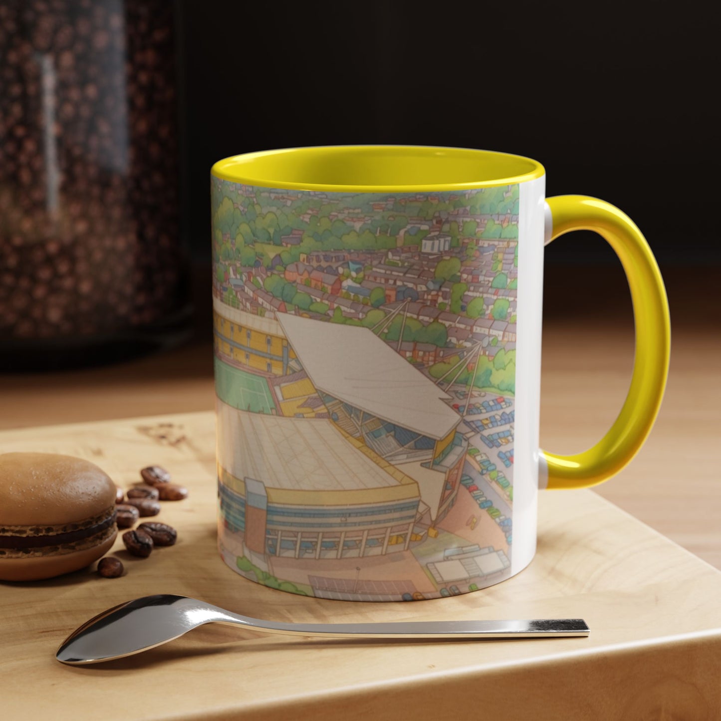 Wolves Stadium Aerial View Accent Coffee Mug (11oz)