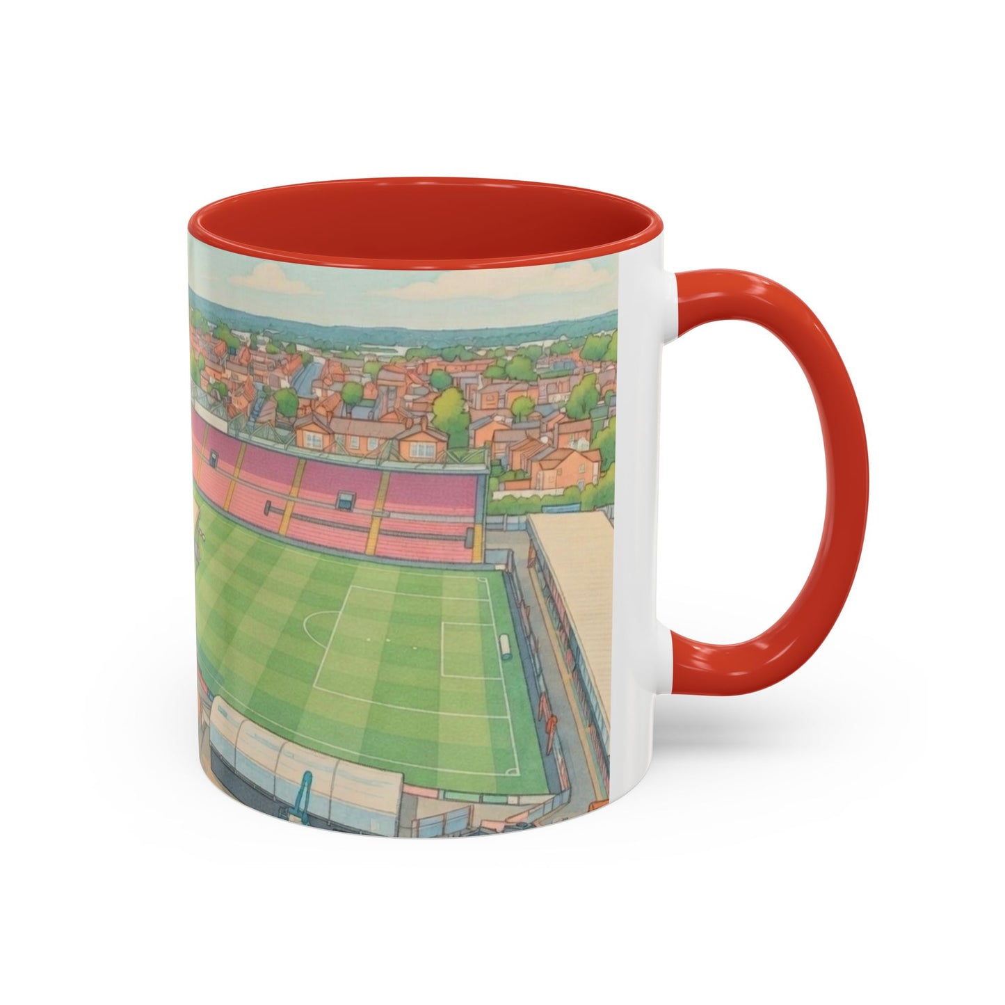 Lincoln Stadium Panorama Accent Coffee Mug – Illustrated Football Ground View (11oz)
