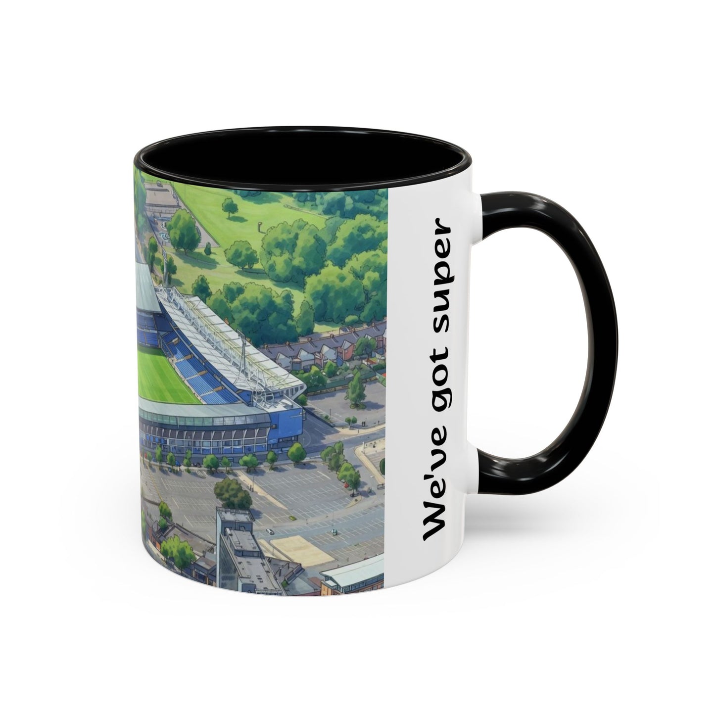 Portman Road Aerial Accent Coffee Mug — "We've Got Super Kieran McKenna" Fan Gift (11oz)