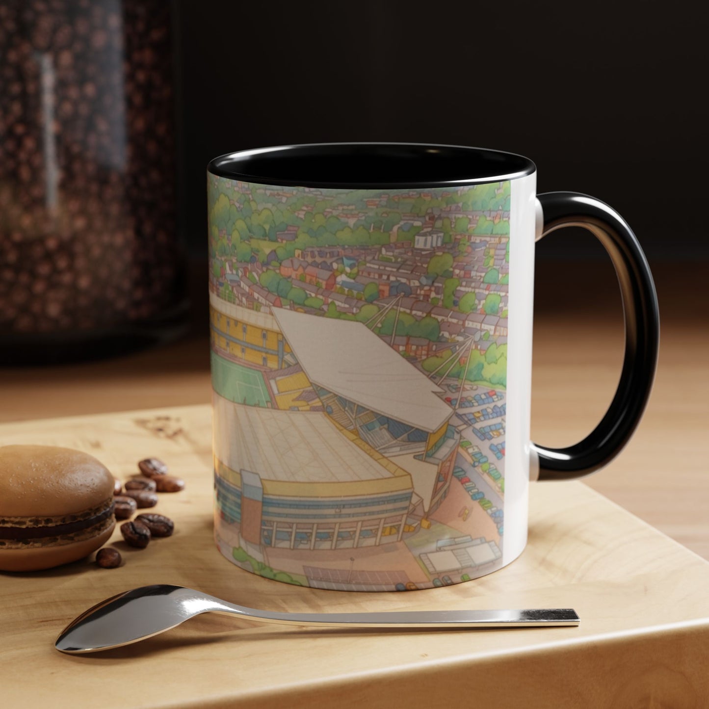 Wolves Stadium Aerial View Accent Coffee Mug (11oz)