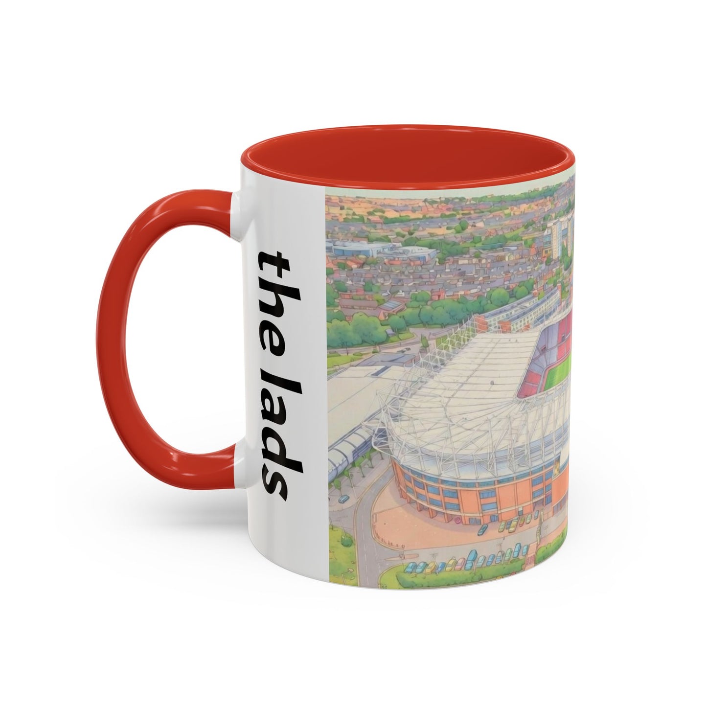 Howay the lads Stadium Accent Coffee Mug — Football Aerial View, 11oz