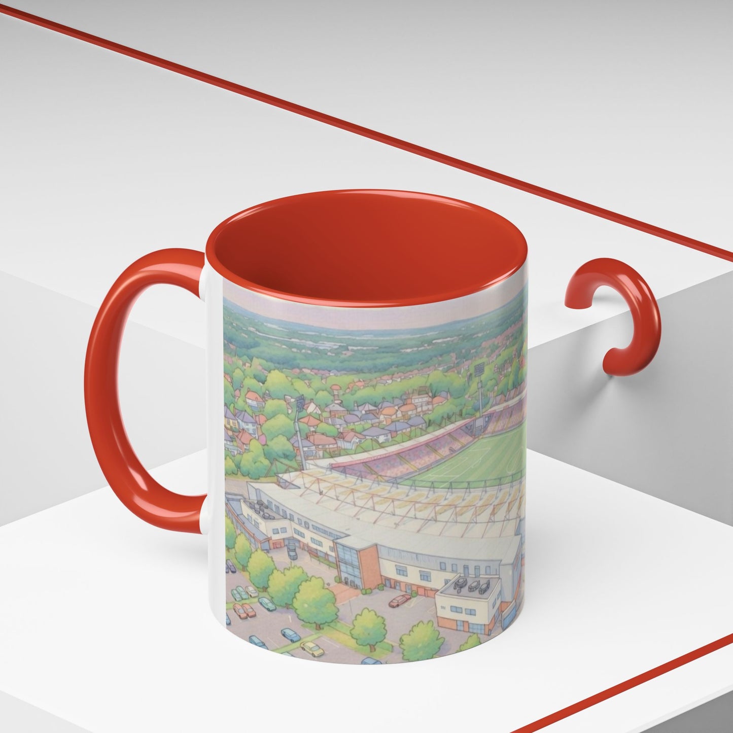 Vitality Accent Coffee Mug – Illustrated Football Ground Scene (11oz)