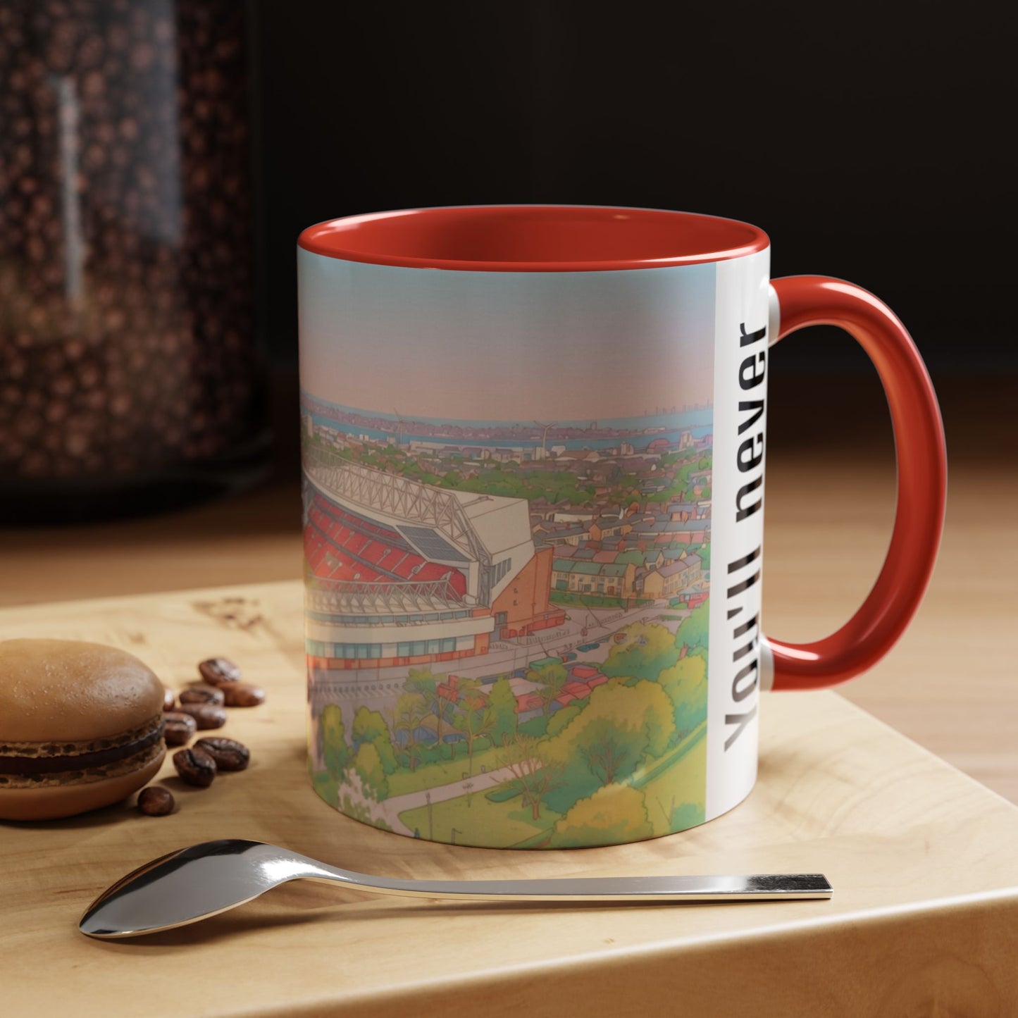Liverpool  Stadium Coffee Mug — 'You'll Never Walk Alone' Accent Tea Cup