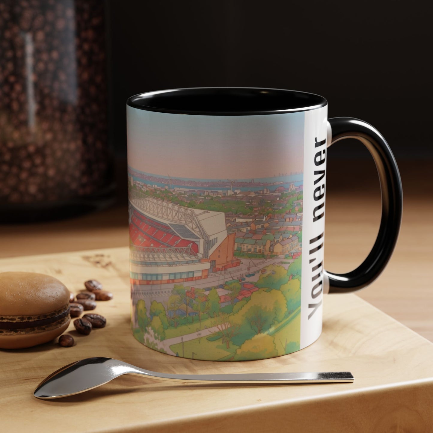 Liverpool  Stadium Coffee Mug — 'You'll Never Walk Alone' Accent Tea Cup
