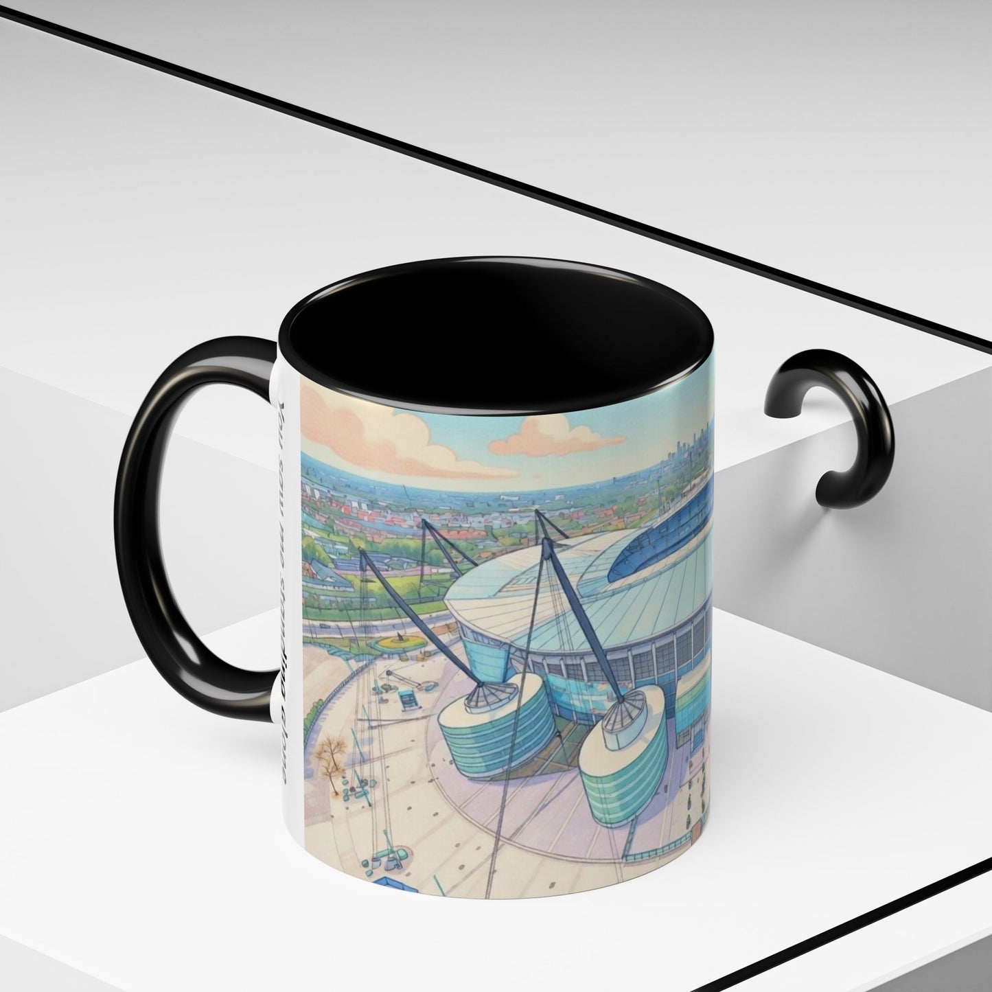 Blue Moon Stadium Coffee Mug — Soccer Stadium Illustration Accent Mug (11oz)
