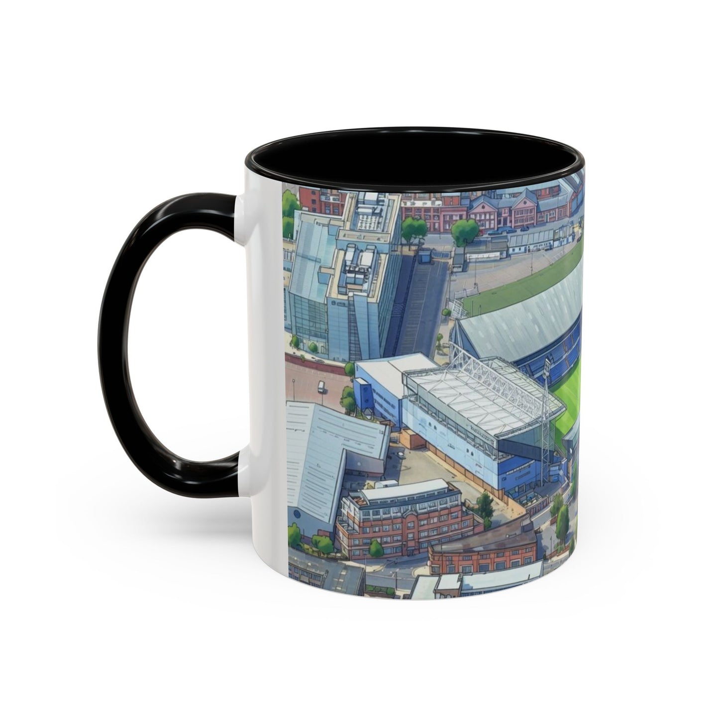 Portman Road Stadium Aerial Accent Coffee Mug — Scenic Soccer/Football Pitch Design (11oz)