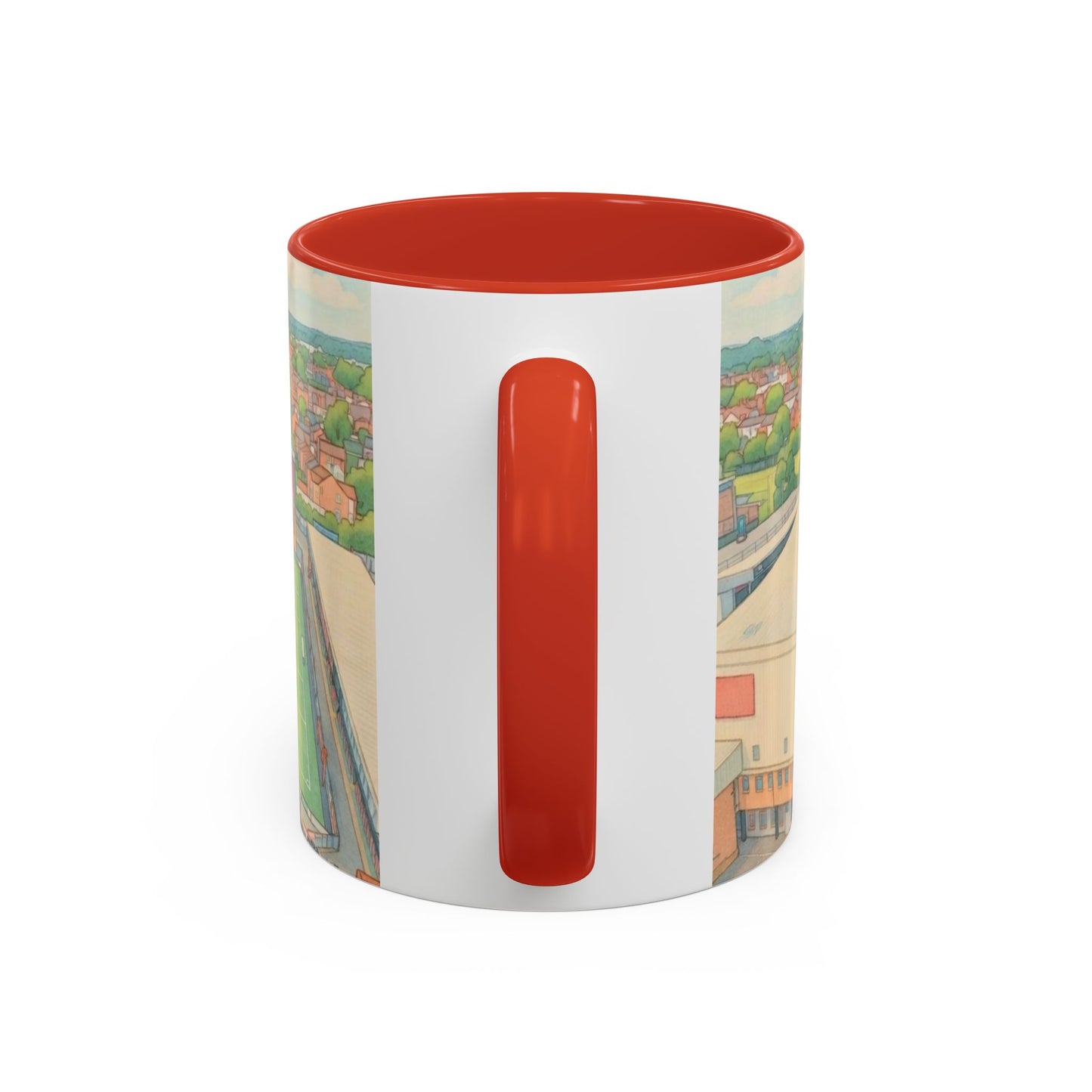 Lincoln Stadium Panorama Accent Coffee Mug – Illustrated Football Ground View (11oz)