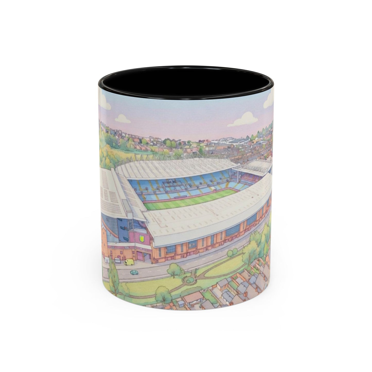 Villa Park Stadium Aerial Illustration Accent Coffee Mug – 11oz